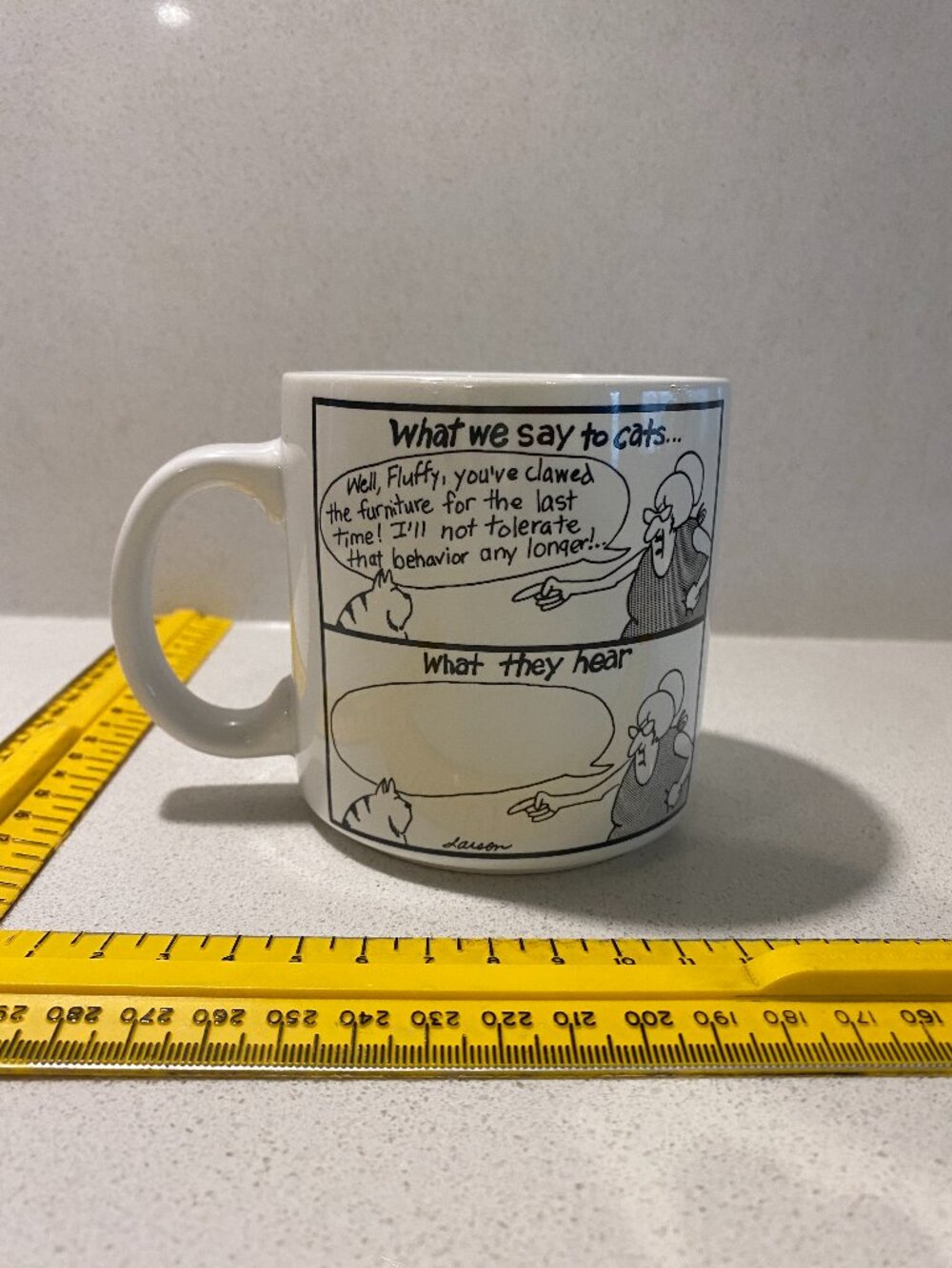 Vintage Coffee Mug Cup The Far Side What We Say to Cats Gary Larson OZ Comic